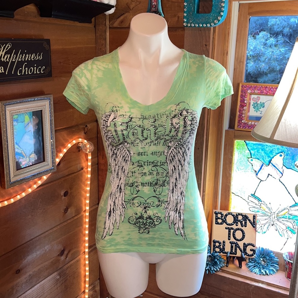 WESTERN FAITH low V cut shirt sheer GORGEOUS